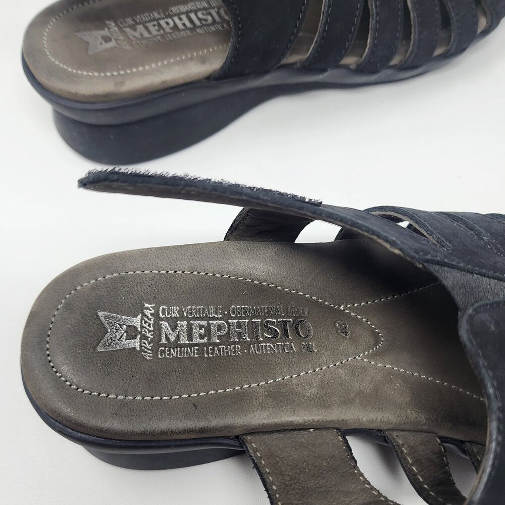 Mephisto Praline Air-Relax Sandal EU40/US10 Black Nubuck Leather Strappy Shoes - Picture 10 of 14